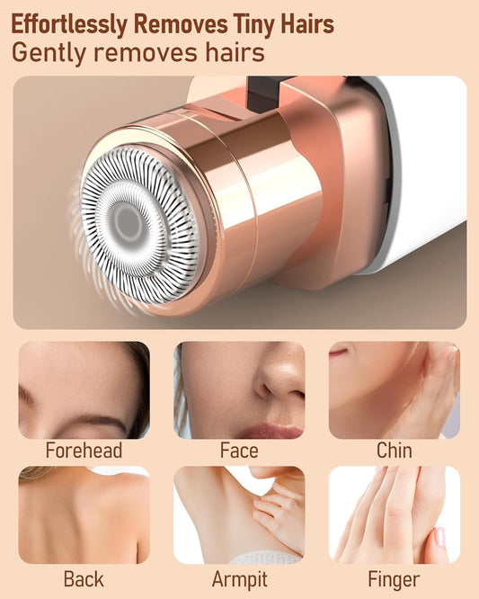 2 in 1 Rechargeable Eyebrow Trimmer & Facial Hair Remover- Painless Precision Shaver for Women’s Face, Lip, Chin, Bikini.