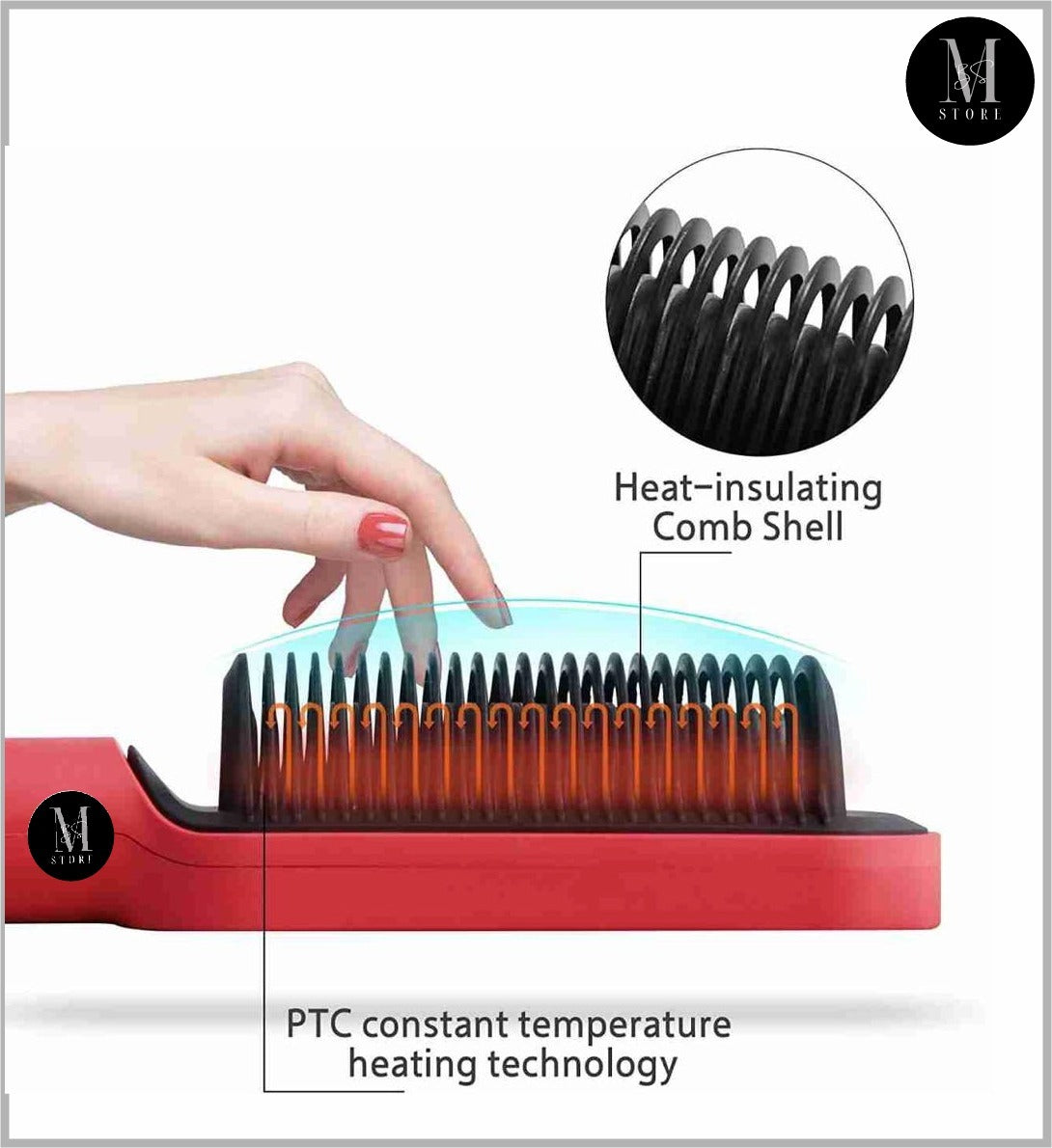 Electric Hair Straightening Brush – Fast Heating 2-in-1 Hair Straightener & Smoothing Comb