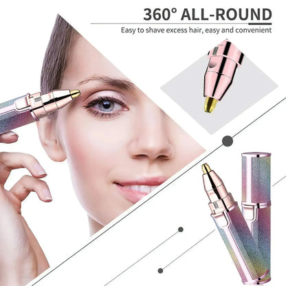 2 in 1 Rechargeable Eyebrow Trimmer & Facial Hair Remover- Painless Precision Shaver for Women’s Face, Lip, Chin, Bikini.