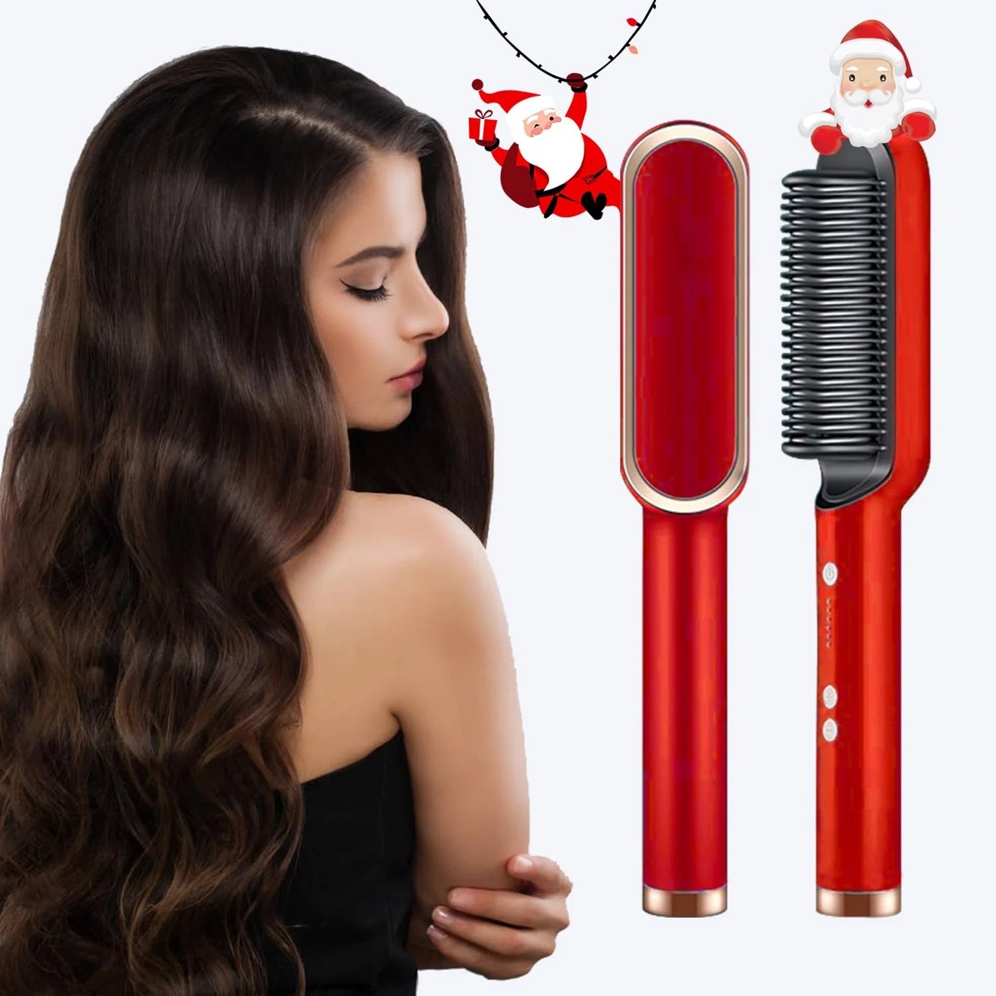 Electric Hair Straightening Brush – Fast Heating 2-in-1 Hair Straightener & Smoothing Comb