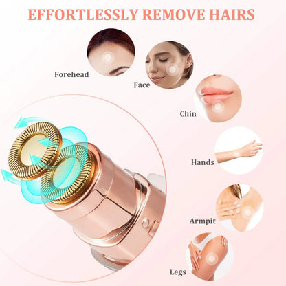 2 in 1 Rechargeable Eyebrow Trimmer & Facial Hair Remover- Painless Precision Shaver for Women’s Face, Lip, Chin, Bikini.
