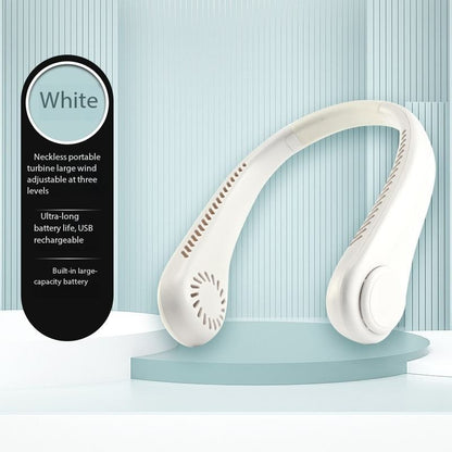 Portable Bladeless Hanging Neck Fan – 360° USB Rechargeable Hands-Free Cooling Fan for Summer, Travel, Sports & Outdoor