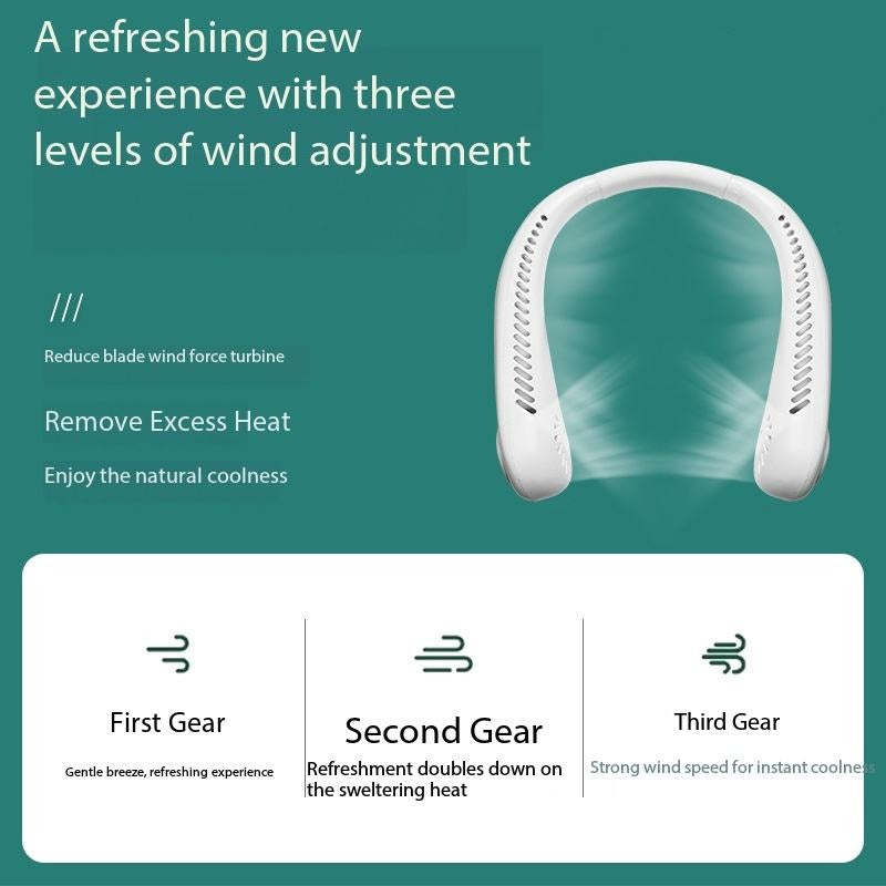 Portable Bladeless Hanging Neck Fan – 360° USB Rechargeable Hands-Free Cooling Fan for Summer, Travel, Sports & Outdoor