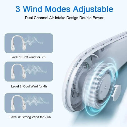 Portable Bladeless Hanging Neck Fan – 360° USB Rechargeable Hands-Free Cooling Fan for Summer, Travel, Sports & Outdoor